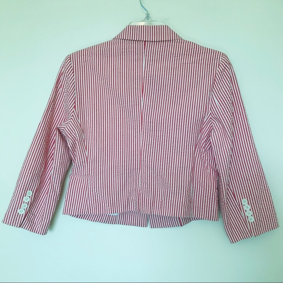 ♥️ BCBC Maxazria Red & White Seersucker Blazer - Picture 9 of 10